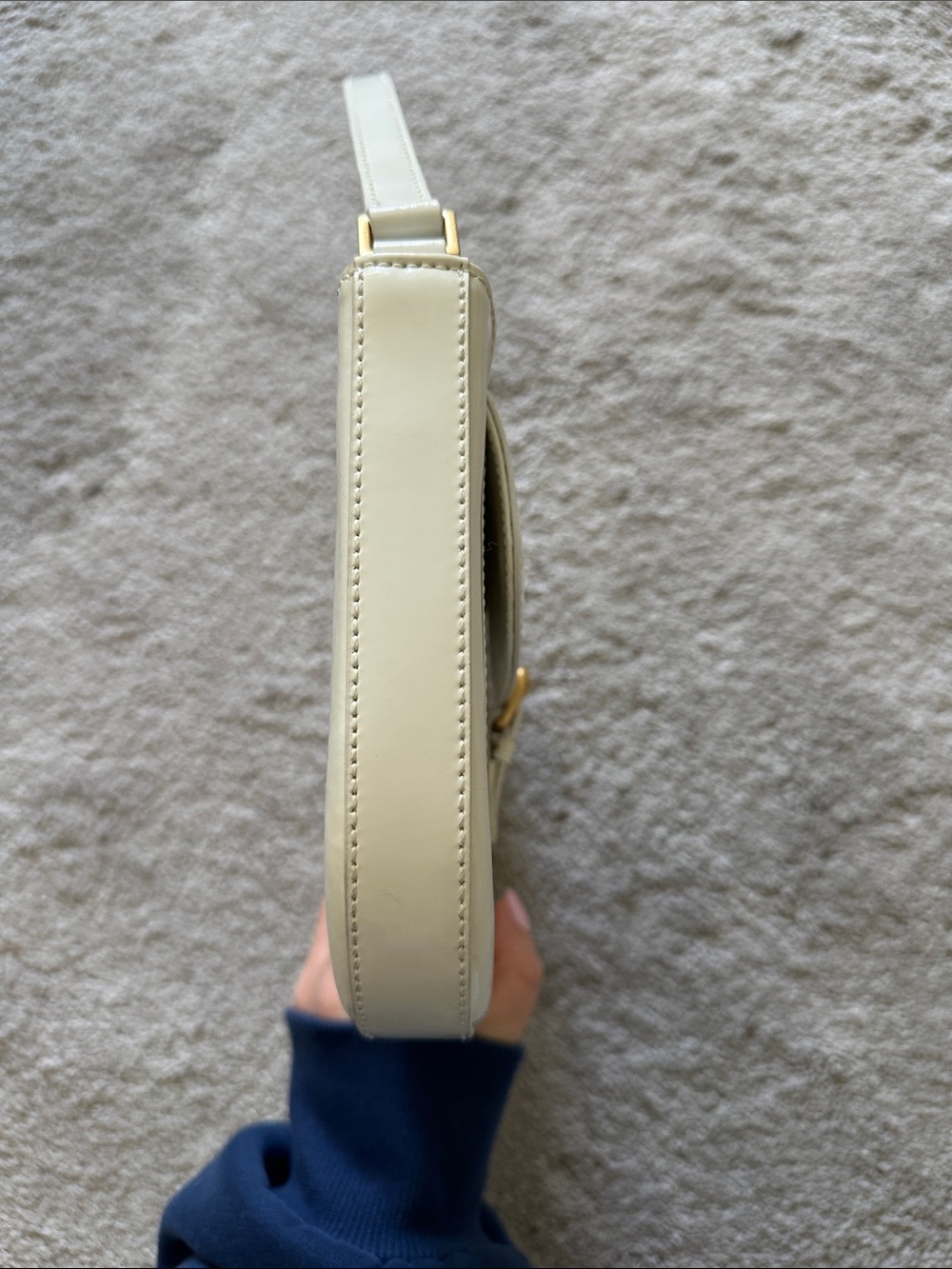 By Far Classic Cream Shoulder Bag with Gold Buckle - Picture 3 of 7